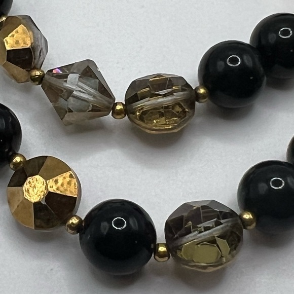 VINTAGE Double Strand‎ Black Beads Glass Beads Necklace - Picture 7 of 9